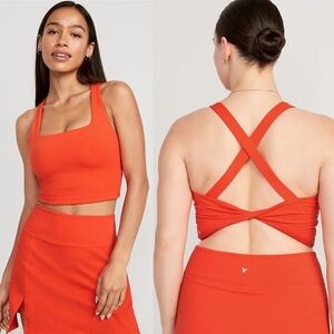 Old Navy PowerChill Cross-Back Longline Sports Bra in Orange, Women's 3X